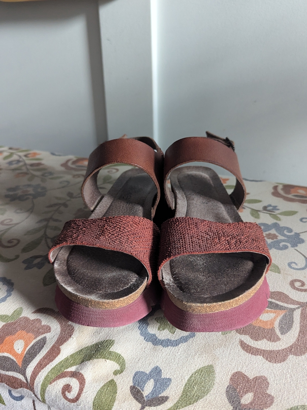 Women's Brick Red Open-Toe Platform Sandals